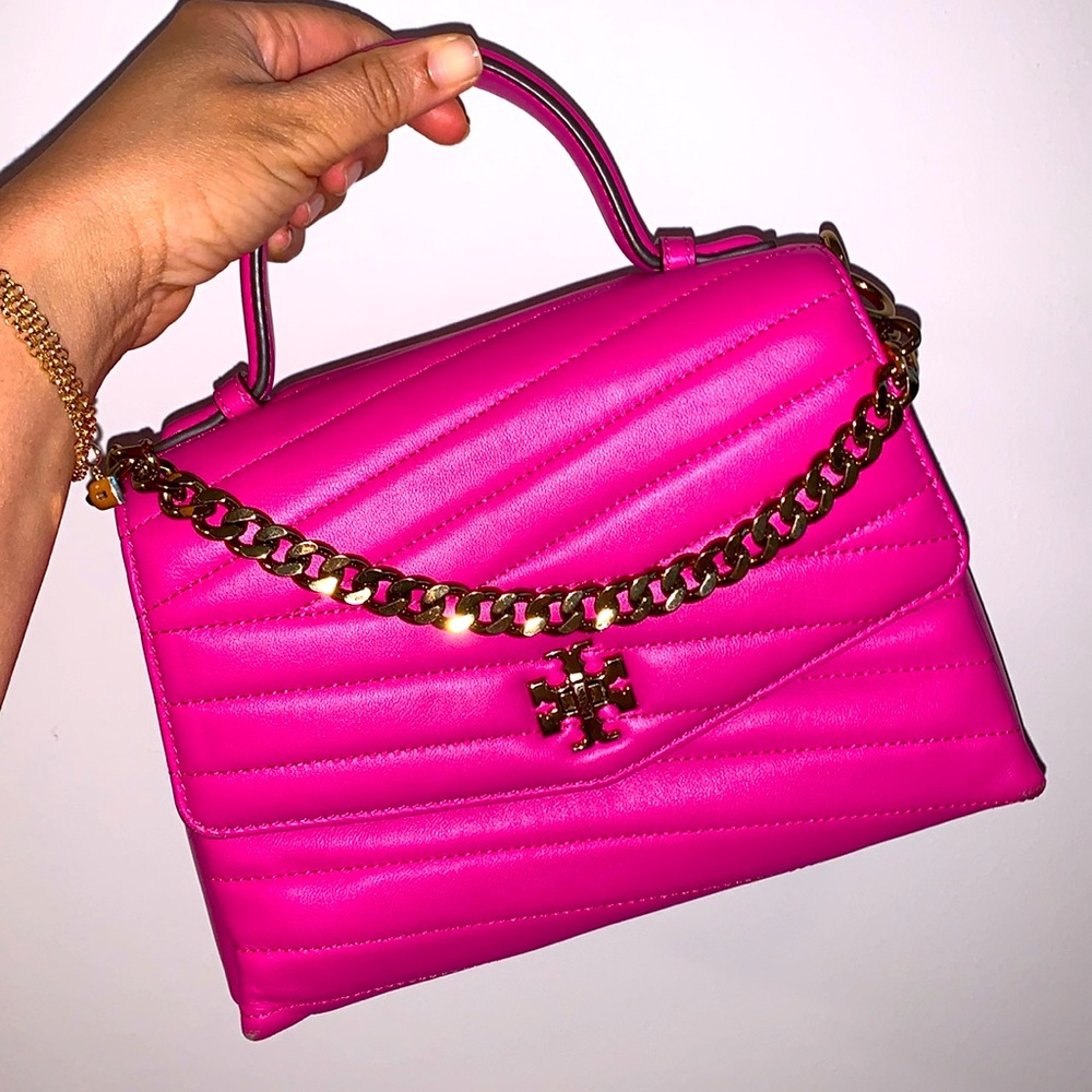 Kira Chevron Top-Handle Satchel (Crazy Pink)